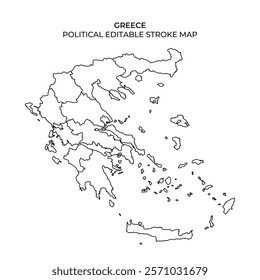 A detailed outline of Greece showing its political boundaries, including the mainland and islands. This map serves as a useful tool for learning about the geography of Greece.