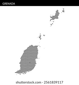 Detailed outline of Grenada highlighting its geography and surrounding islands using a grid pattern.