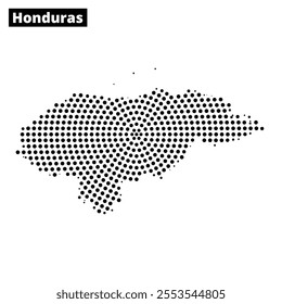 A detailed outline of Honduras created using a dot pattern, emphasizing the nation's geographic boundaries and distinct shape.