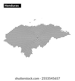 A detailed outline of Honduras created using a dot pattern, emphasizing the nation's geographic boundaries and distinct shape.