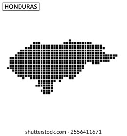 A detailed outline of Honduras created using a dot pattern, emphasizing the nation's geographic boundaries and distinct shape.