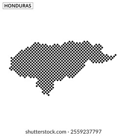 A detailed outline of Honduras created using a dot pattern, emphasizing the nation's geographic boundaries and distinct shape.