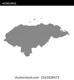 A detailed outline of Honduras created using a dot pattern, emphasizing the nation's geographic boundaries and distinct shape.