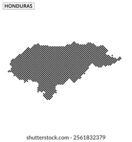 A detailed outline of Honduras created using a dot pattern, emphasizing the nation's geographic boundaries and distinct shape.