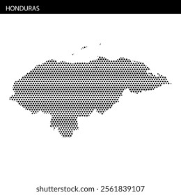 A detailed outline of Honduras created using a dot pattern, emphasizing the nation's geographic boundaries and distinct shape.