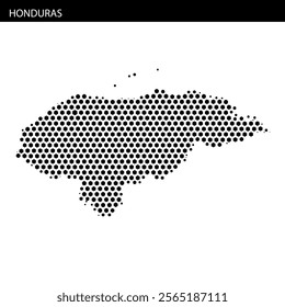 A detailed outline of Honduras created using a dot pattern, emphasizing the nation's geographic boundaries and distinct shape.