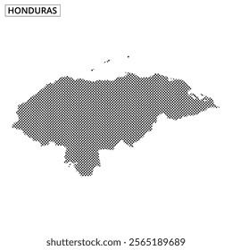 A detailed outline of Honduras created using a dot pattern, emphasizing the nation's geographic boundaries and distinct shape.