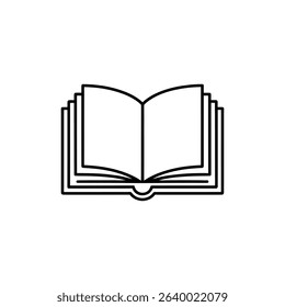 Detailed outline illustration of an open book on a white background. Symbolizes reading, education, literature, and knowledge. Ideal for websites, apps, and creative designs.