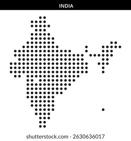 A detailed outline of India formed using dots