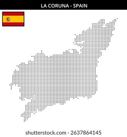 Detailed outline of La Coruna region in Spain