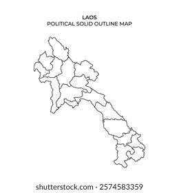 Detailed outline map displaying the political divisions of Laos, highlighting the various regions and their borders. Useful for educational purposes and geography studies.