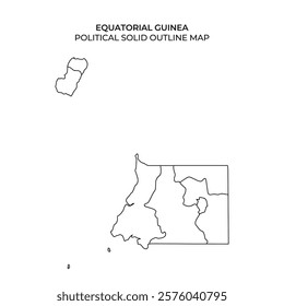 A detailed outline map of Equatorial Guinea highlighting its political divisions. The map shows both the main island and smaller islands, providing a clear geographical reference.