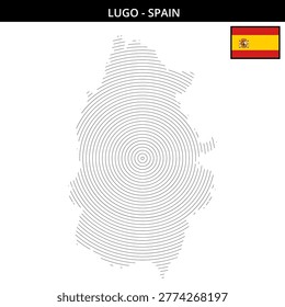 Detailed outline map of Lugo highlighting its features with
