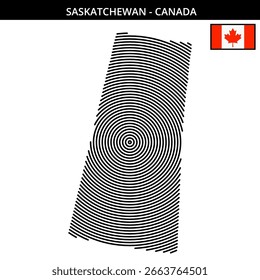 Mapa detalhado da estrutura de tópicos de Saskatchewan com círculos concêntricos