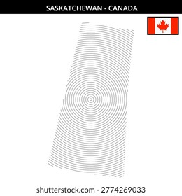 Detailed outline map of Saskatchewan showcasing its flag