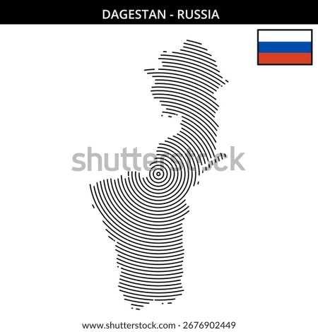 Detailed outline map showcasing Dagestan in Russia