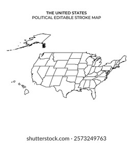 Detailed outline map showcasing the political boundaries of the United States, designed for educational purposes. Ideal for teaching geography and facilitating learning activities.