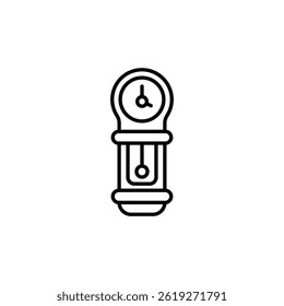 Detailed outline of a minimalist grandfather clock with pendulum symbol