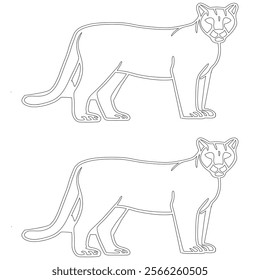  Detailed outline of a mountain lion in a majestic pose, ideal for coloring, crafting, and educational purposes