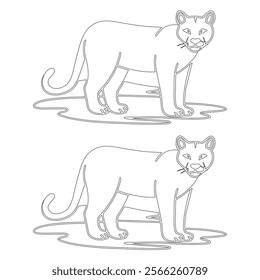  Detailed outline of a mountain lion in a majestic pose, ideal for coloring, crafting, and educational purposes