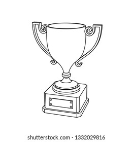 Detailed outline perspective view vector of a trophy cup.