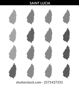 Detailed outline of Saint Lucia highlighting its unique shape and geographical context in the Caribbean region.