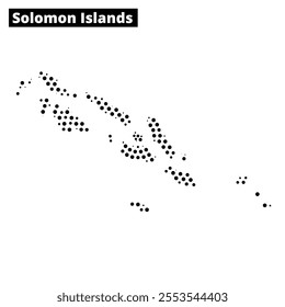 Detailed outline of the Solomon Islands showcasing its geographical features and locations across the Pacific Ocean.