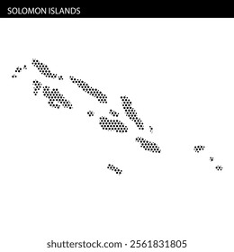 Detailed outline of the Solomon Islands showcasing its geographical features and locations across the Pacific Ocean.