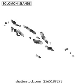 Detailed outline of the Solomon Islands showcasing its geographical features and locations across the Pacific Ocean.