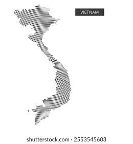 A detailed outline of Vietnam highlights its geographical boundaries and coastal features, demonstrating the country's shape and topography.