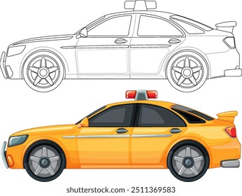 Detailed and outlined police car vector illustration