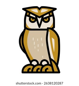 Detailed owl illustration perches in minimalist design