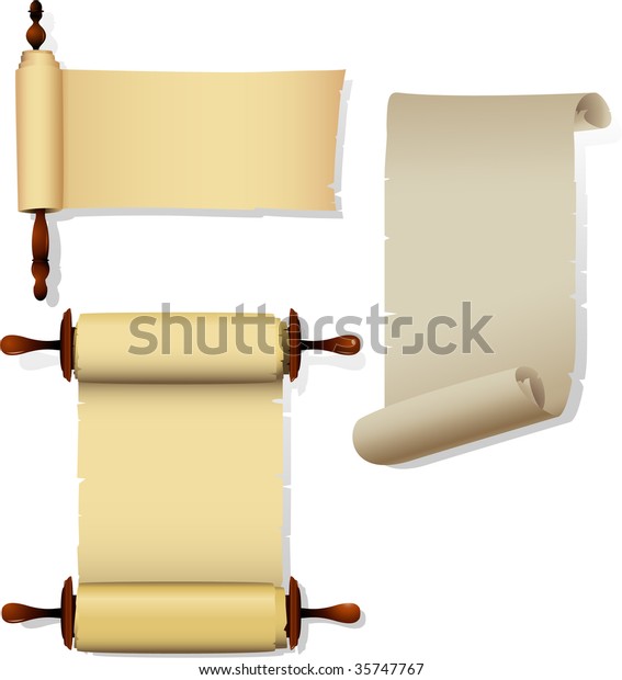 Detailed Parchment Banners Rolls Only Linear Stock Vector (Royalty Free ...