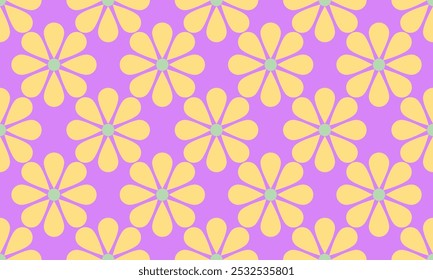 a detailed pattern flower create from geometric designs with yellow color on purple background , design for fabric or various pattern printing works.