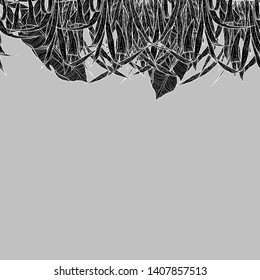 Detailed pattern illustration of black grass on gray background