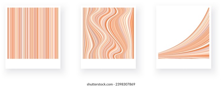 Detailed peach fuzz striped geometric pattern composed of big amount of thin peach and orange stripes. Vector textured illustration