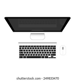 Computadora personal detallada aislada en fondo blanco para e-business, sitios web, aplicaciones móviles, banners, folletos corporativos, portadas de libros, diseños, etc. Vector eps10 ilustración