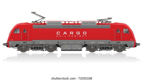 Detailed photorealistic model of electric locomotive