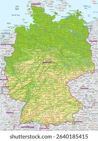 Detailed physical map of the Federal Republic of Germany