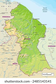 Detailed physical map of Guyana