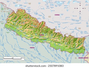 Detaillierte Landkarte von Nepal