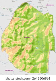 Mapa físico detalhado de Suazilândia