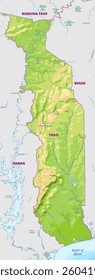 Detailed physical map of Togo
