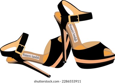 A detailed picture of women's sandals in beige, orange and black colors