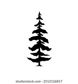 Arte vectorial e ilustración detallados del logotipo de la silueta del árbol de pino