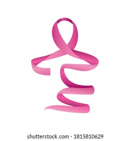 detailed pink ribbon, badge, breast cancer awareness vector illustration design