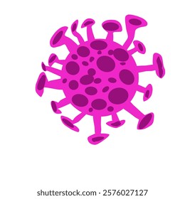 Detailed pink virus icon with unique patterns and spikes. Ideal for health-related illustrations, microbiology concepts, or COVID-19 awareness campaigns