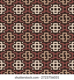 Patrón decorativo de tejido repetitivo de azulejo de forma geométrica pixelada detallada