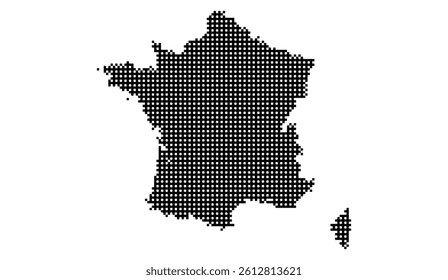 Detailed Pixelated Map of France: A High-Resolution Graphic Representation for Digital Projects, Educational Materials, and Web Design with Visuals of Corsica Included