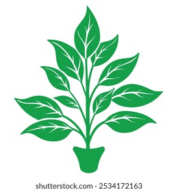 Detailed plant silhouette with roots, perfect for botanical illustrations, eco-friendly design projects, and nature-inspired logos. Ideal for creating organic, nature-based visuals for digital use.